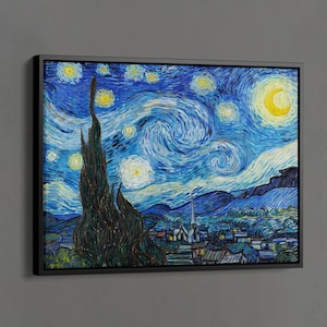 Vincent van Gogh Poster, Starry Night Print, Museum Exhibition Poster, Van Gogh Painting Print, Van Gogh Glass Wall Art, Home Wall Decor