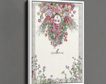 Póster de Midsommar, decoración de pared de la película Midsommar, arte floral bohemio, arte mural de películas de terror, pósteres de películas de amantes góticos, decoración de salas de cine