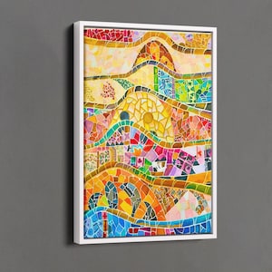 Impressão em mosaico de Antoni Gaudí, arte de parede em mosaico de vidro, decoração de parede em mosaico de alta qualidade, arte expressionista, impressão em tela abstrata, decoração de escritório