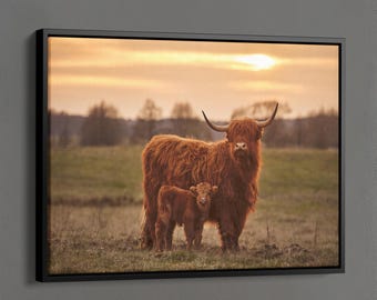 Kuh Poster, Highland Kuh Druck, Scottish Highland Kuh Wandkunst, Bauernhaus Wanddekoration, süßes Kuh Poster, Kuh Liebhaber Geschenk, Bauernhaus Kunst