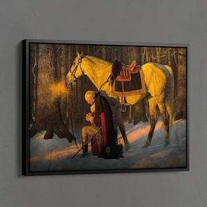 George Washington betender Druck, Arnald Poster, Gebete in Valley Forge Wandkunst, George Washington Leinwand, Kunstreproduktion