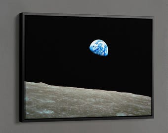 Earthrise Apollo 8 NASA Print, The Apollo 8 Mission Print, Science Poster, Office Wall Decor, Earth From Moon&#39;s Surface Wall Art, Nasa Art