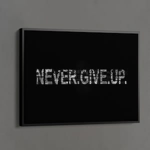 Never Give Up Poster, Motivational Wall Art Print, Fitness Room Decors, Gym Decor Idea, Boxing Poster,  Motivational Success Quote