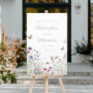 Butterflies Bridal Shower Sign Printed, Butterflies Bridal Shower Welcome Sign, Here&#39;s To A Lifetime Of Butterflies, Bridal Butterfly Poster