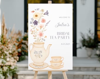 Tea Party Bridal Shower Sign, Bridal Shower Tea Party Welcome Sign, Tea Party Bridal Shower Decorations, Custom Bridal Shower Welcome Sign