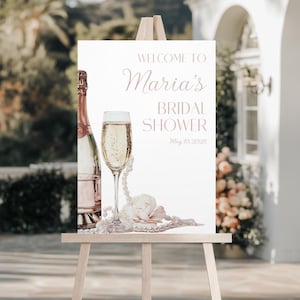 Pearls and Prosecco Bridal Shower Welcome Poster, Pearls and Prosecco Bridal Shower Decor, Petals and Prosecco Bridal Shower Welcome Sign