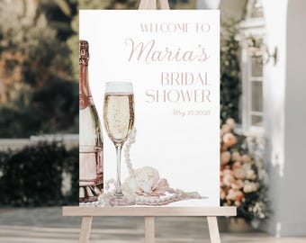 Pearls and Prosecco Bridal Shower Welcome Poster, Pearls and Prosecco Bridal Shower Decor, Petals and Prosecco Bridal Shower Welcome Sign