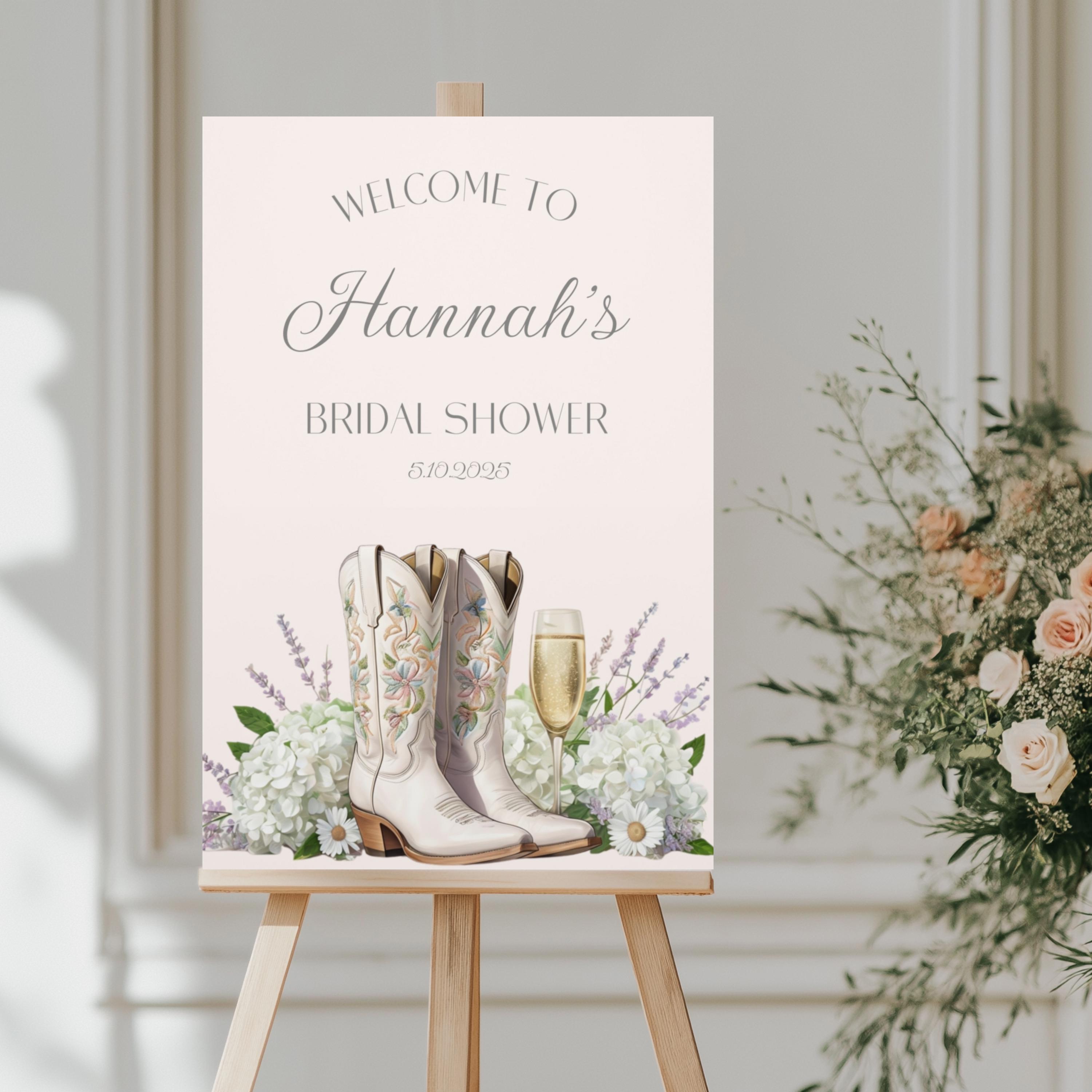 Boots and Bubbly Bridal Shower Welcome Poster, Western Boots and Bubbly ...