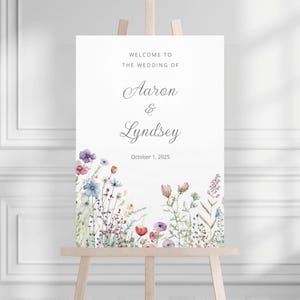 Wildflower Wedding Welcome Sign, Floral Welcome Sign, Love Is In Bloom Wedding Signage, Wildflower Wedding Welcome Sign Poster Board