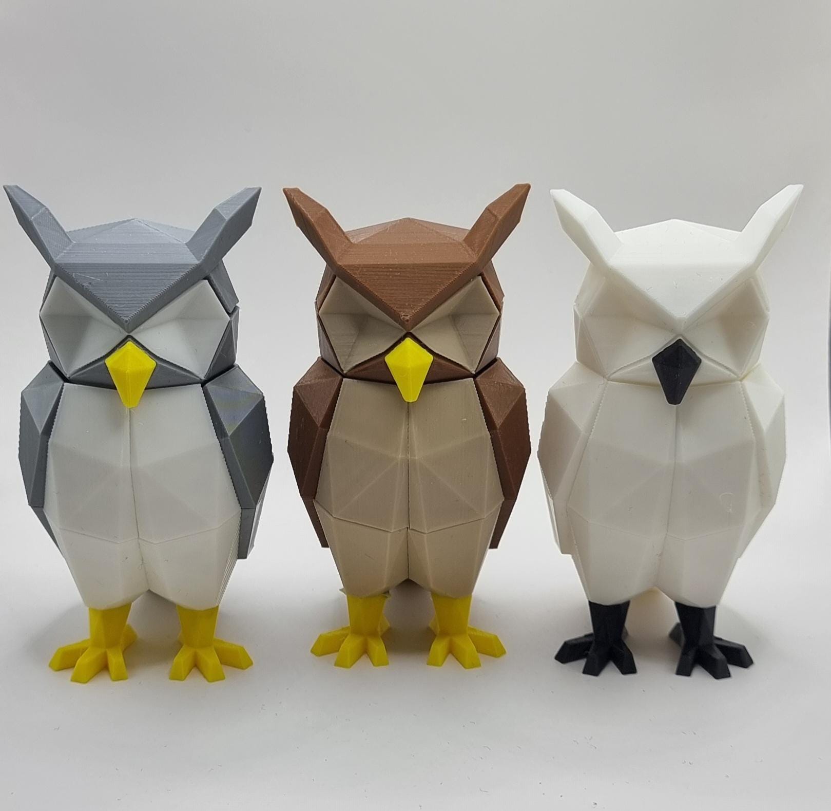 Magnetic 3d Owl Puzzle. Brown, Gray or White animated Owl toy. Gift, brain teaser, magnetism