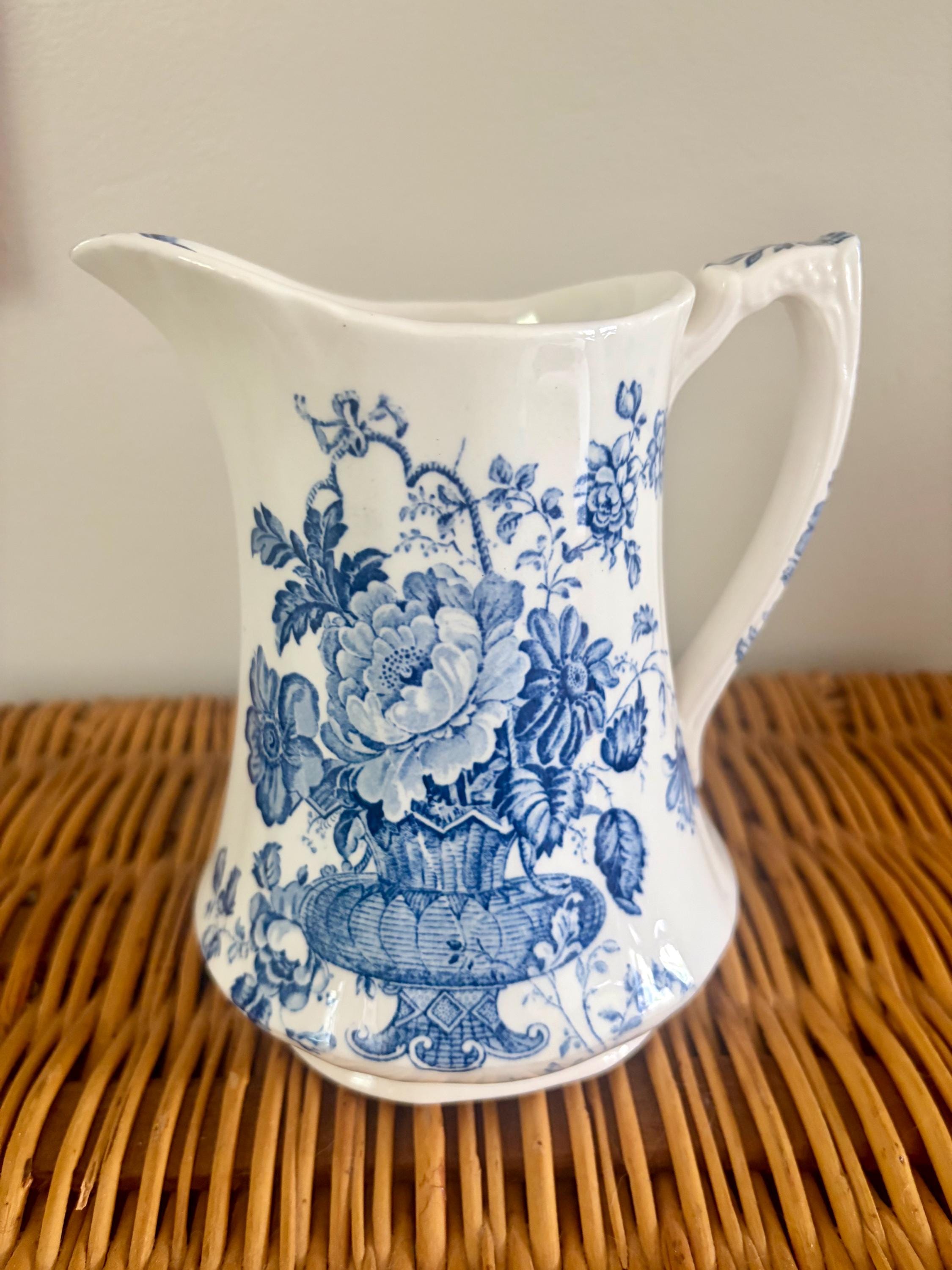 Blue and White Pitcher England - Etsy