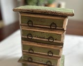 Vintage Sage Green Painted Jewelry Box/Trinket Chest/Shabby Chic/4 Drawers/Distressed /Chippy
