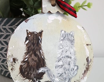 Cat Portrait Custom Hand Painted Ornament Made To Order