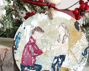 Engagement Custom Hand Painted Ornament Made To Order