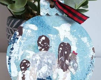 Family Portrait Custom Hand Painted Ornament Made To Order