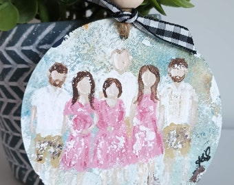Family Portrait Custom Hand Painted Ornament Made To Order
