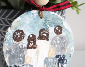 Family Portrait Custom Hand Painted Ornament Made To Order