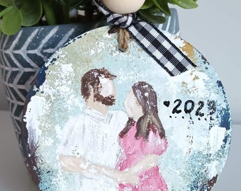 Pregnant or Expecting Custom Hand Painted Ornament Made To Order
