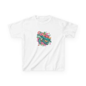 Kids Floral Dinosaur Tee, Cute Kids T-Shirt, Childrens Birthday Gift, Summer Apparel, Fun Graphic Tee, Eco-Friendly Kidswear