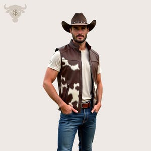 Handgefertigte Rindslederweste: Western Cowboy Outfit