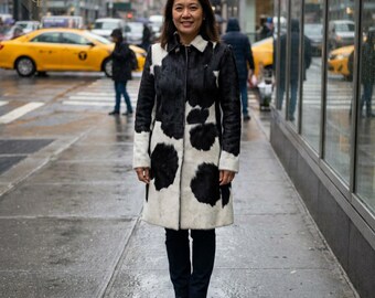 Casaco de pele de vaca genuína | Casaco de pele com pelo | Trench coat de couro de luxo para o inverno | Jaqueta personalizada feita à mão |