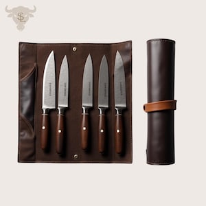 Leather Knife Roll | Personalized Chef Knife Roll | Genuine Leather Knife Case | Knife Bag With Slots | Chef Gift |