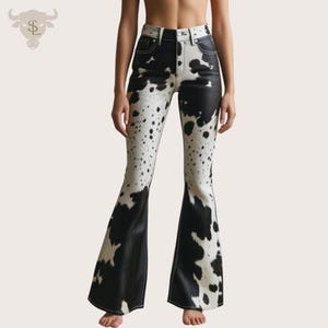 Ausgestellte Hose | Aus echtem Rindsleder Leder Schlaghose | Western Outfit | Geschenk für Sie |
