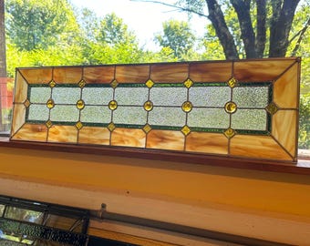 Stained Glass Transom Window, Stained Glass Sidelight Window - Victorian Style with Earth Tones - BEST SELLER! Custom Sizes Accepted