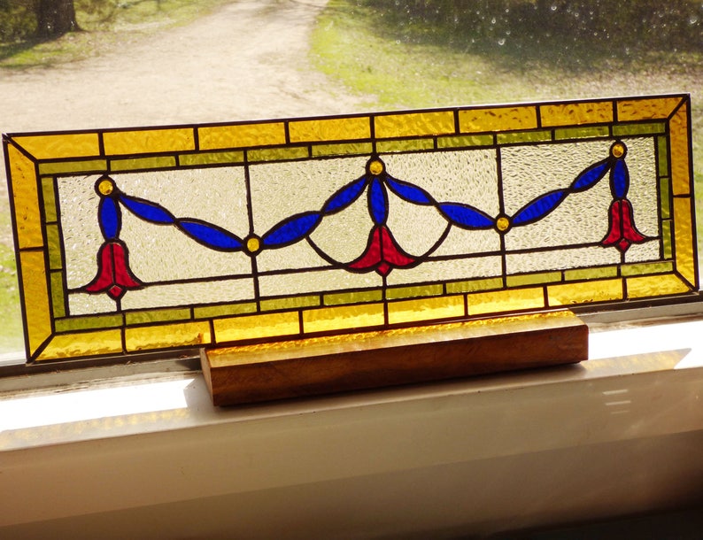 Stained Glass Transom Victorian Ribbon Panel Etsy