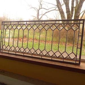 Stained Glass Transom Window - Trellis Transom with Border - BEST SELLER! Custom Sizes Accepted