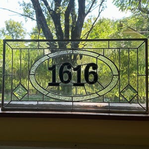 Stained Glass Transom - Wheat Transom with Address
