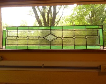 Stained Glass Sidelight Window or Stained Glass Transom Window - Old Victorian Diamond - Custom Sizes Accepted