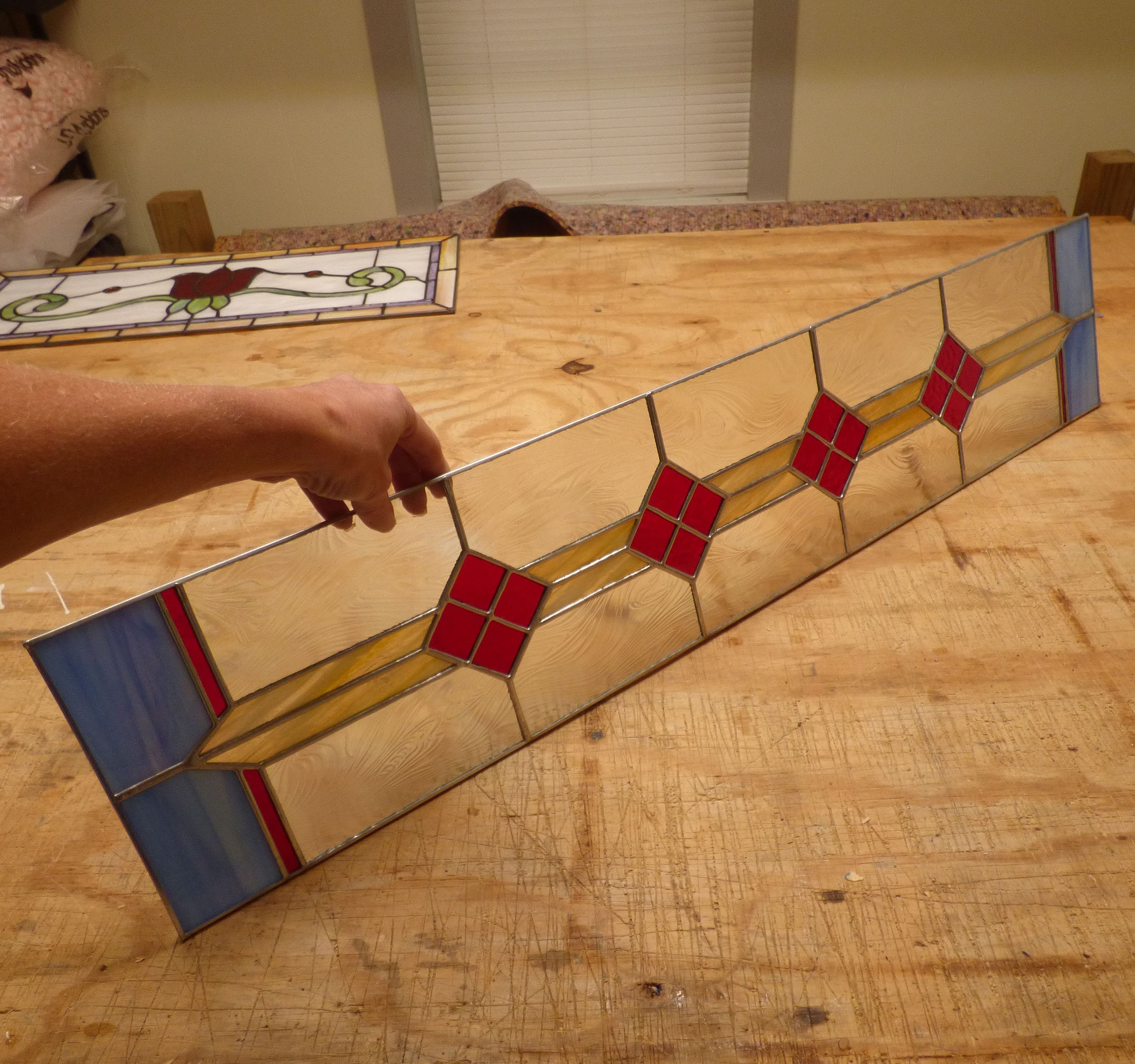Victorian Stained Glass Sidelight Transom | 7 1/4 X 34 1/2" - Custom Sizes Accepted