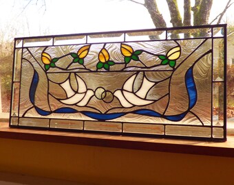 Stained Glass Transom or Window - Vintage Dove