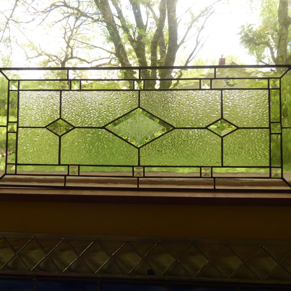 Textured Stained Glass Sidelight / Transom / Suncatcher - Contemporary Panel
