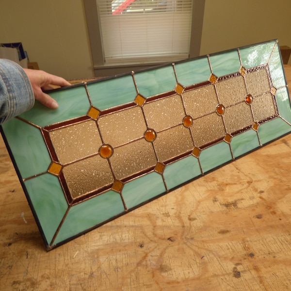 RESERVED LISTING for Curio Design Studio - Stained Glass Sidelight or Transom - Vintage Style Sidelights - Mardi Gras