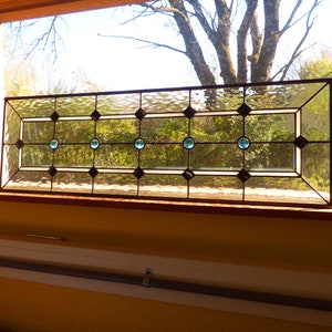 Stained Glass Sidelight or Transom - Vintage Style Sidelights - Black, White, Clear