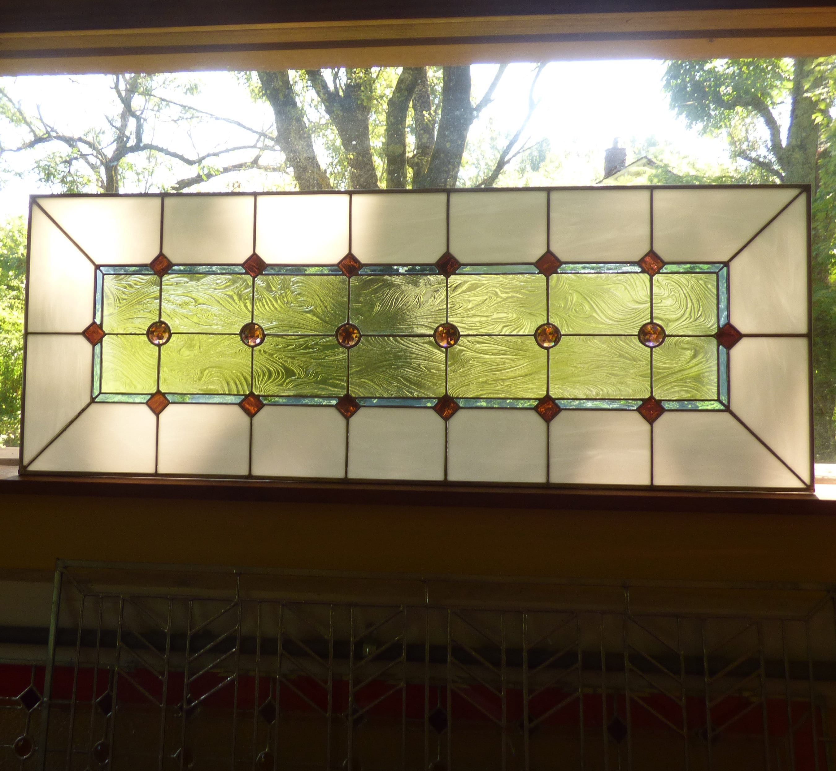 stained Glass Transom Window Or Sidelight(S - Jewel Victorian Best Seller Custom Sizes Accepted