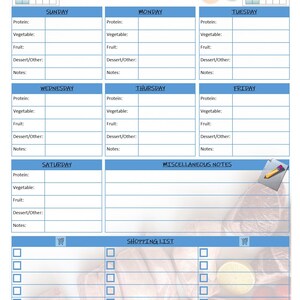 Printable Weekly Meal Planner / Shopping List