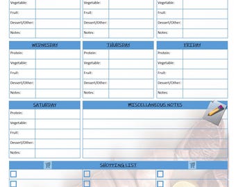 Printable Weekly Meal Planner / Shopping List