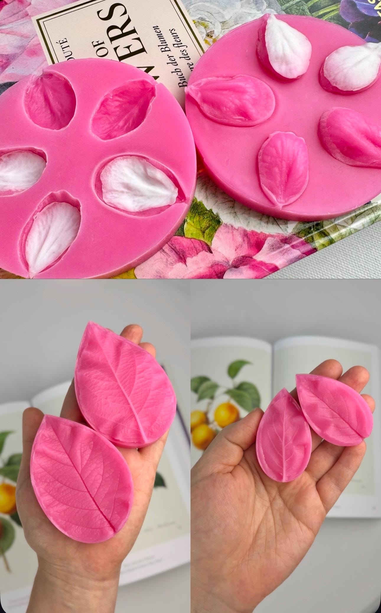 アップルブロッサムシリコンモールド：花びら＆葉脈 - Etsy 日本