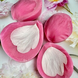 Close-up of textured clay petals made with peony petal veiner