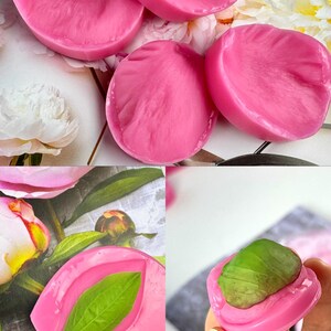 Full set of realistic silicone peony veiners including petals sepals and bracts made from real flowers for detailed botanical impressions