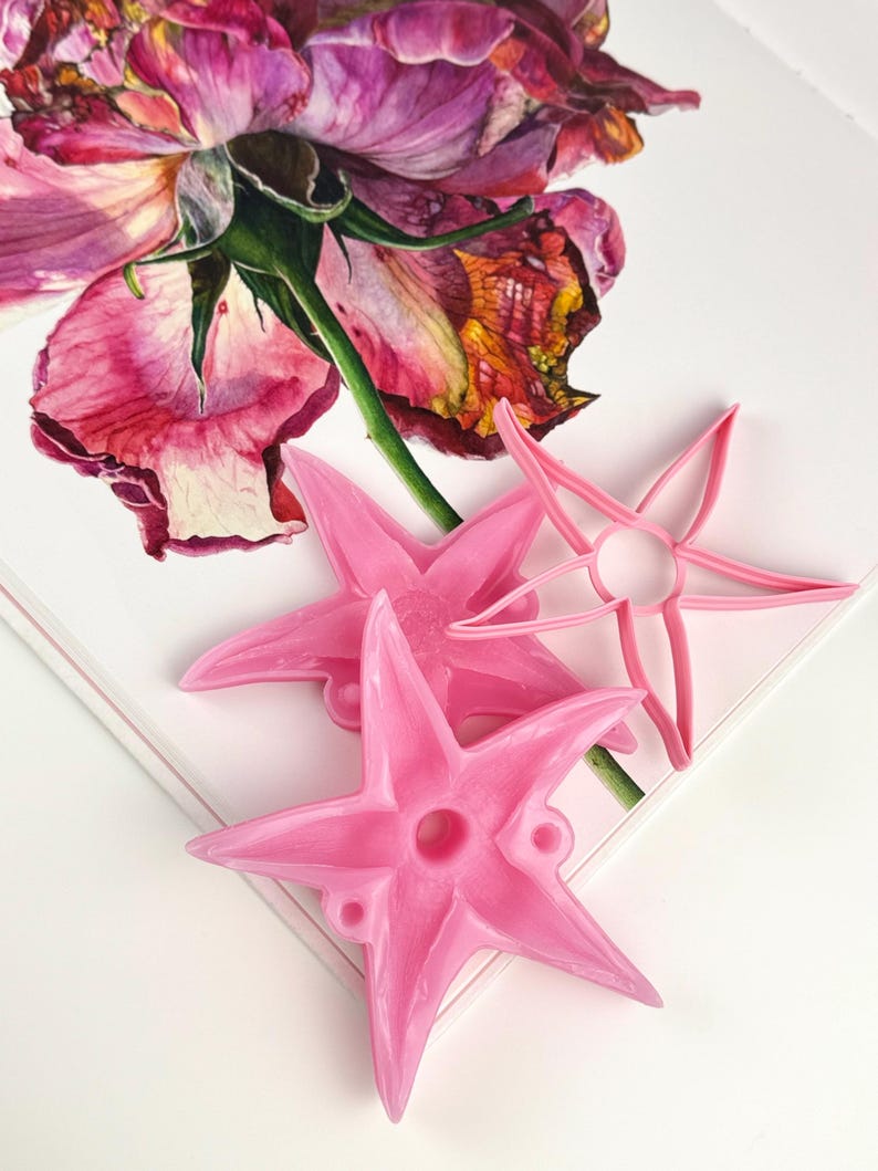 Rose sepal silicone veiner with matching cutter for polymer clay flower crafting tools set