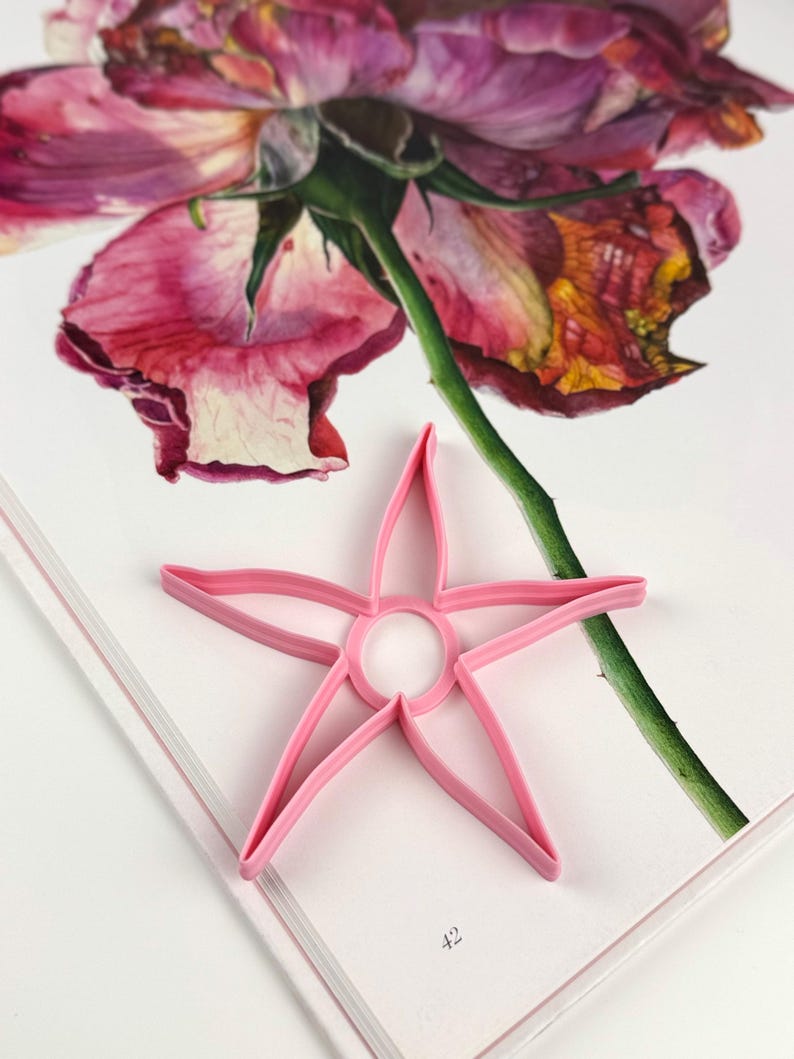 3D printed cutter for rose sepal shape for polymer clay and botanical sculpture