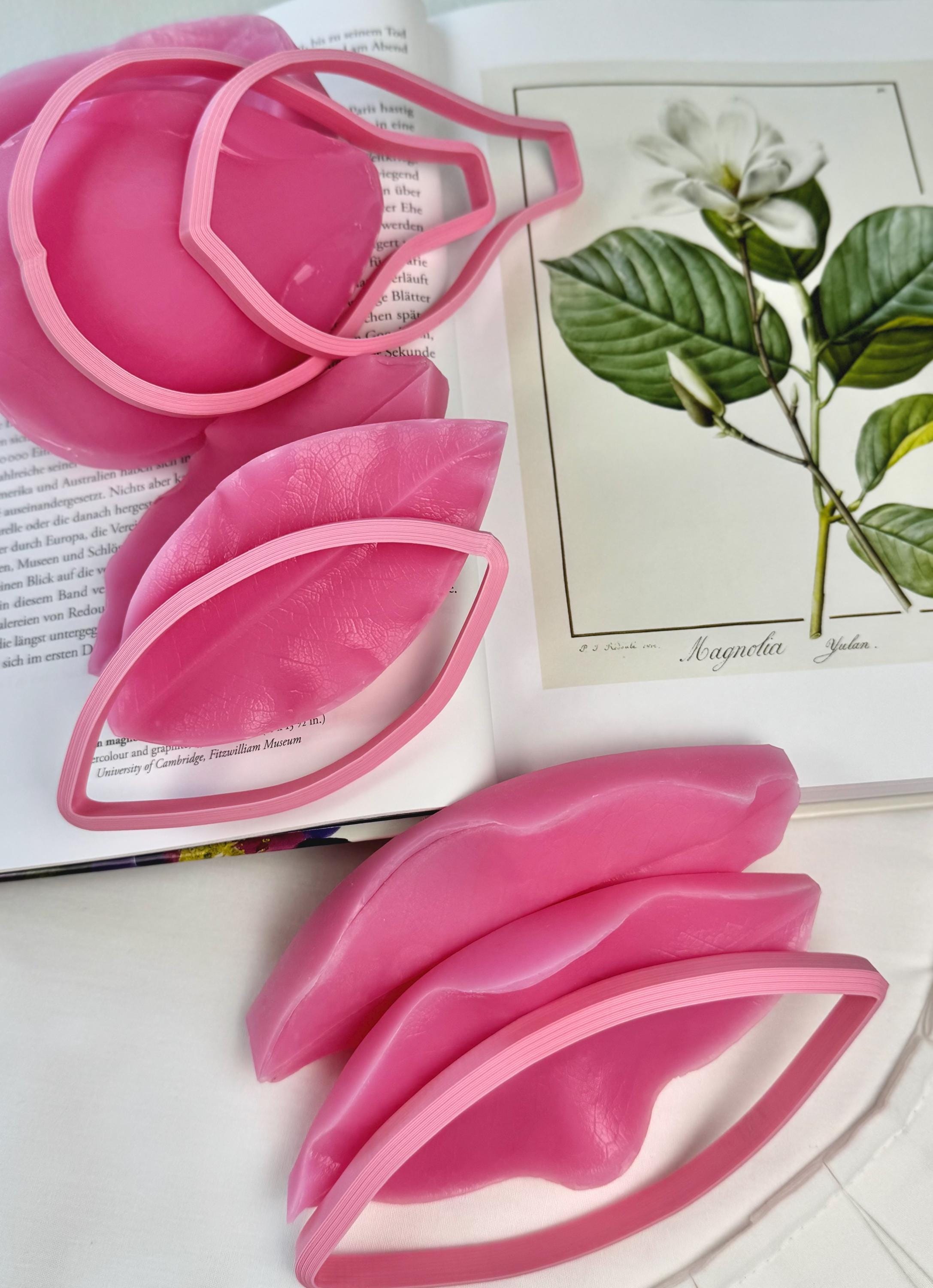 Magnolia Veiner Set – White Magnolia Leaf and Petal Molds for Clay Sugar Flowers – Botanical Silicone Tools for Floral Sculpture