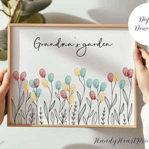 Grandma&#39;s Garden Fingerprint Art: Custom Grandchildren Keepsake (PDF)