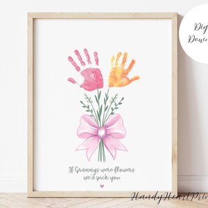 Oma Handabdruck Blumenstrauß, Baby Geschenk für Oma, Oma Geburtstag Handwerk, Besonderes Andenken Oma Geschenk vom Enkelkind, Muttertagsgeschenk