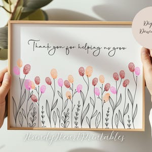 Impronta digitale di ringraziamento per l&#39;insegnante, regalo di fiori per l&#39;insegnante, regalo personale di ringraziamento per l&#39;insegnante da parte dei bambini, regalo di ringraziamento per l&#39;insegnante