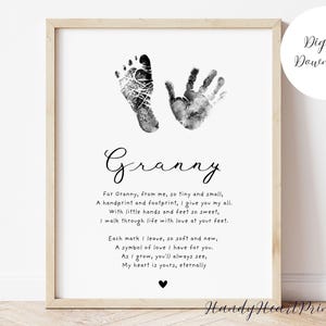 Poesia della nonna e impronta della mano, regalo per neonato per la nonna, regalo per la nonna, regalo speciale per la nonna da parte del nipote, festa della mamma
